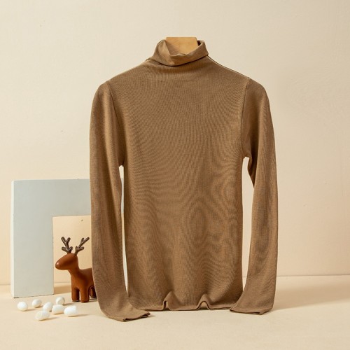 Soft Intimate Turtleneck Stretchy Thermal Underwear, Comfortable Solid Color Long Sleeve Slim Fit Top, Women's Clothing